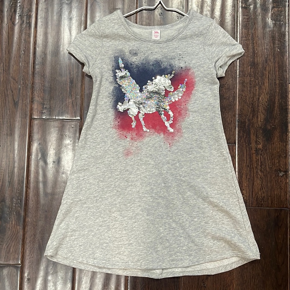 Justice Sz 6/7 Sequin Pegasus TShirt Dress